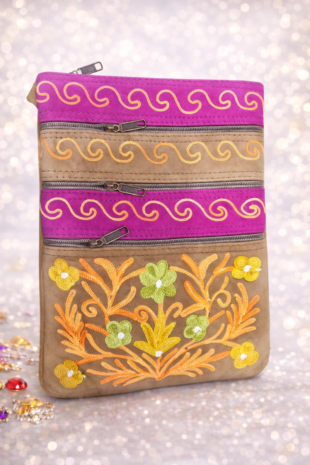 Luxury Handbags for women , Crewel embroidery, Kashmiri Hand Embroidery ,Ethnic Old Vintage Style Hobo Boho Tote Thai Shoulder Shoppers Bag